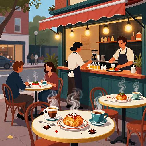 Vibrant Street Café Evening Feast