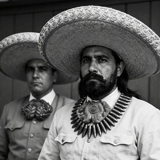 Dramatic B&W Portrait of Sombrero-Wearing Men