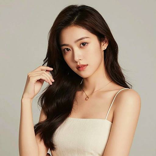 Elegant Young Woman in White Dress