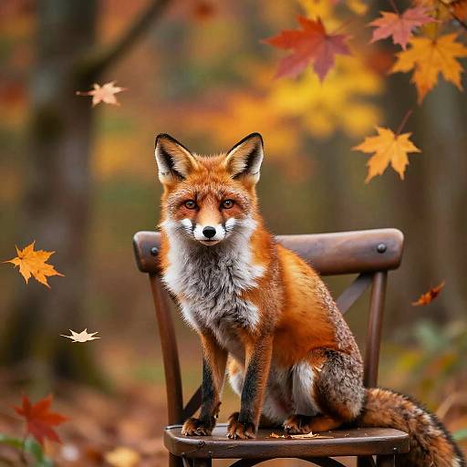 Realistic Fox in Vibrant Autumn Forest