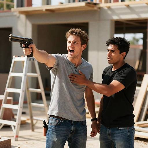 Tense Confrontation at Construction Site