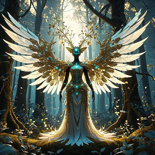 Radiant Luminous Forest Spirit with Aureate Wings