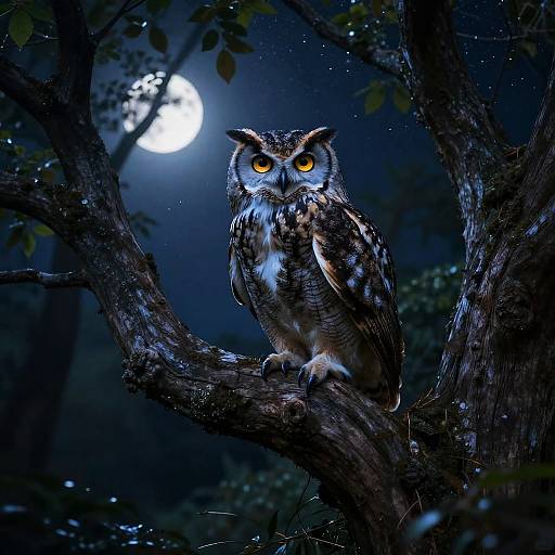 Mystical Owl on Ancient Tree
