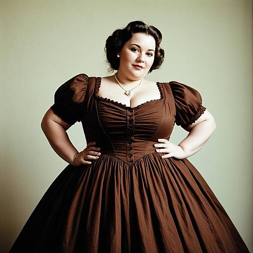 Plus Size Woman in Brown Dress