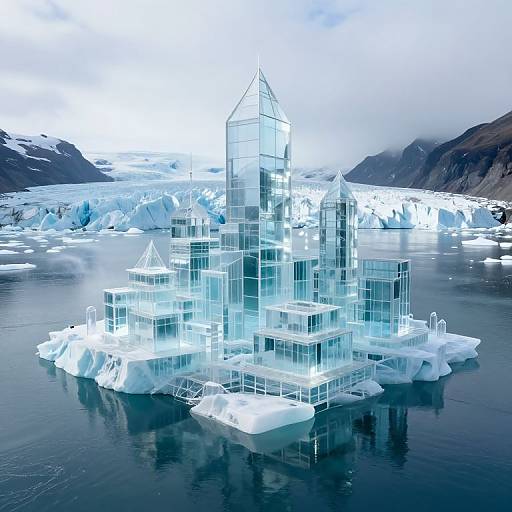 Floating Glacier with Glass Cities