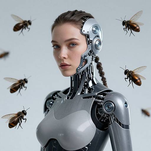 Futuristic Cybernetic Woman with Insects