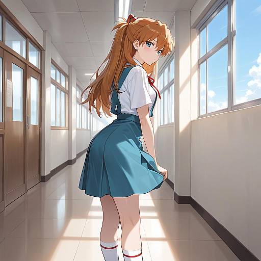 Detailed Portrait of Asuka in School Uniform