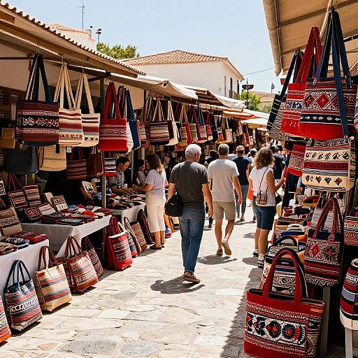 Mediterranean Bazaar with Handcrafted Bags