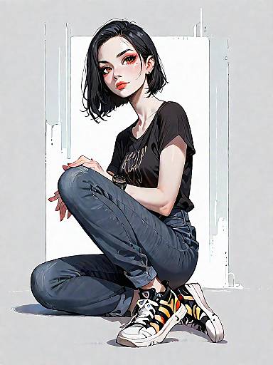 Realistic Woman in Casual Streetwear