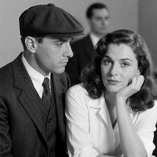 Grainy Vintage Black-and-White Couple Portrait