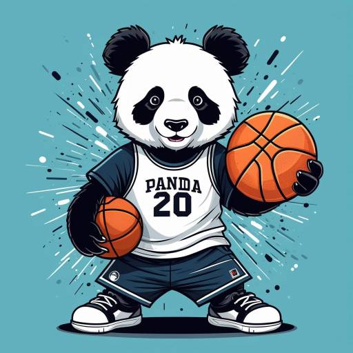 Cartoon Panda Basketball Player