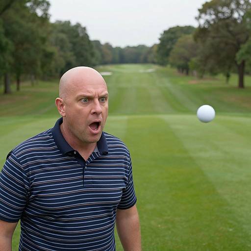 Shocked Golfer Facing Incoming Golf Ball