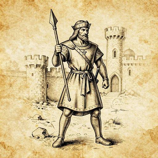 Medieval Bard Tattoo Sketch Design