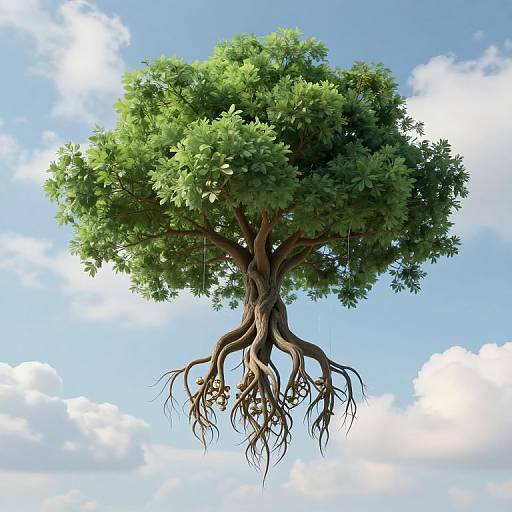 Surreal Upside-Down Tree Scene