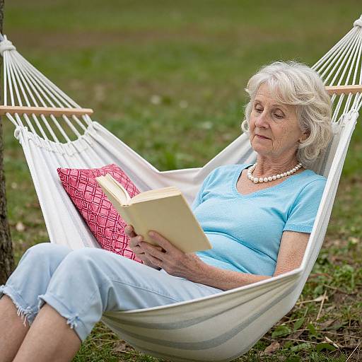 Senior Woman Reading in Hammock