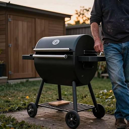 Realistic Backyard Grill at Sunset