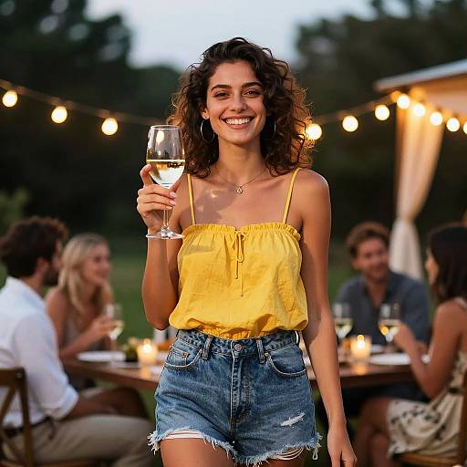 Cheerful Woman at Evening Gathering