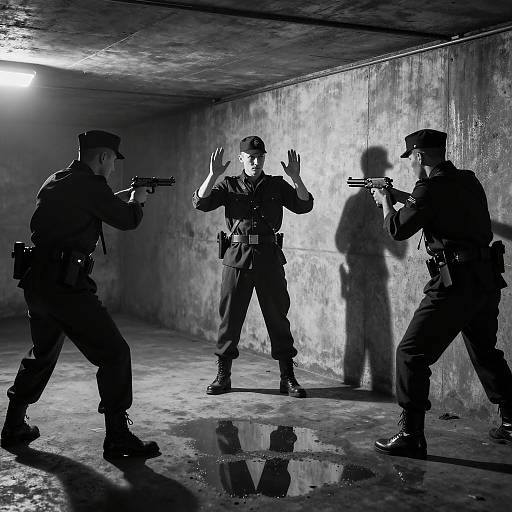 Tense Standoff in Underground Room