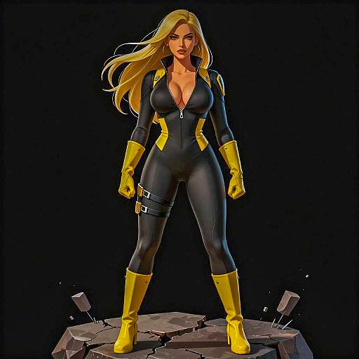 Fierce Woman in Black Jumpsuit