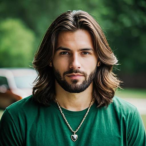 Portrait of Man with Long Hair and Beard