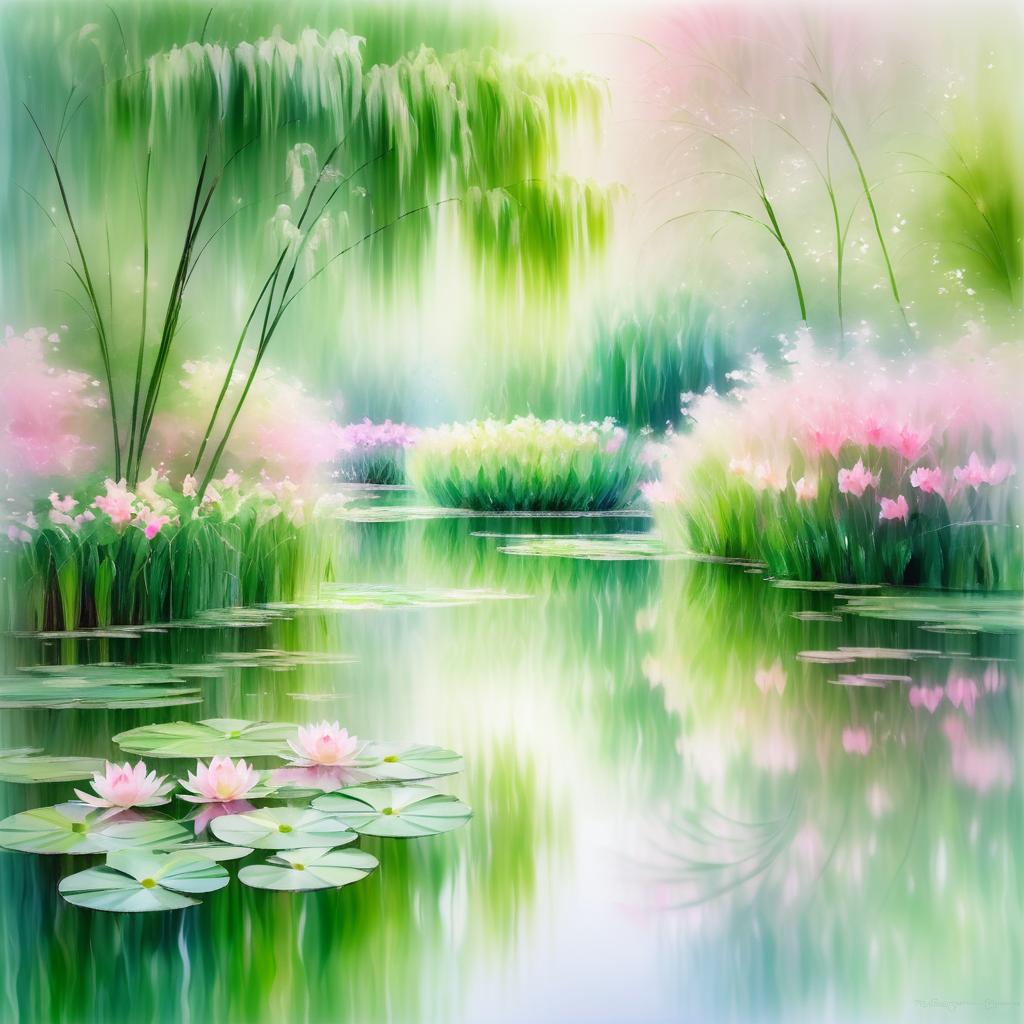 Dreamy Garden Pond in Monet's Style