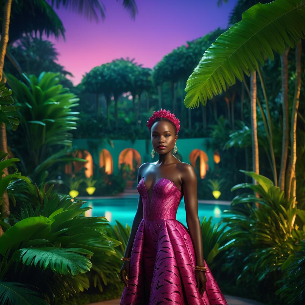 Elegant Queen Lupita in Tropical Serenity