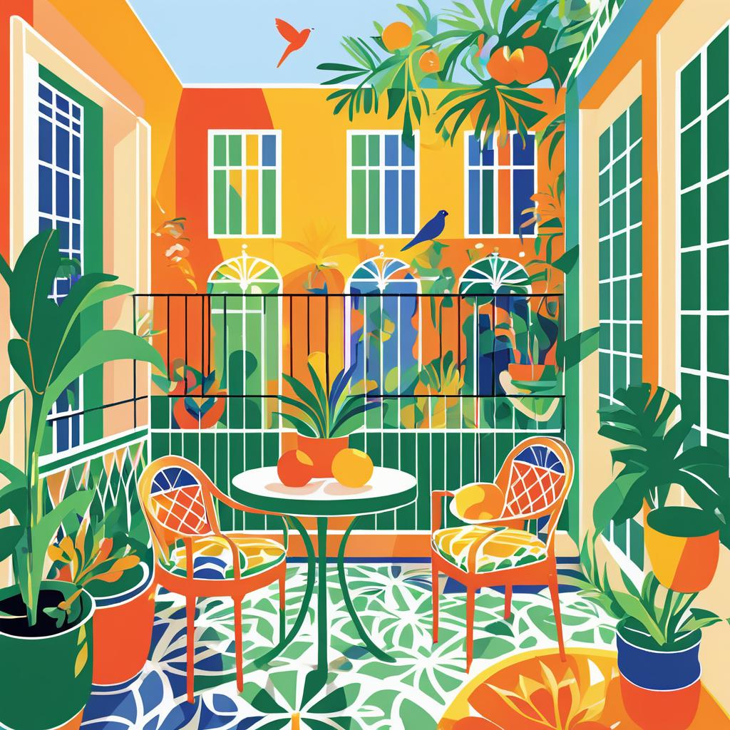 Colorful Matisse-Inspired Birdcage Scene