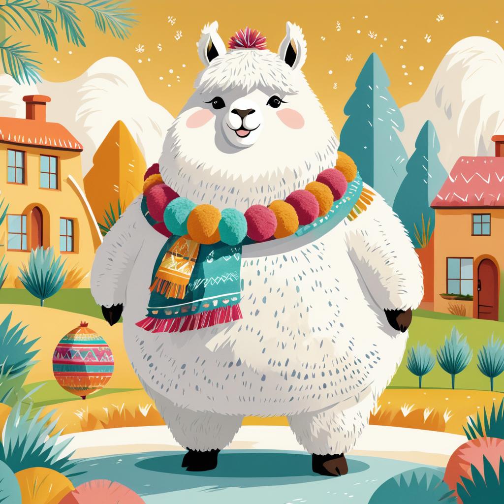 Whimsical Llama: Charm in Plumpness