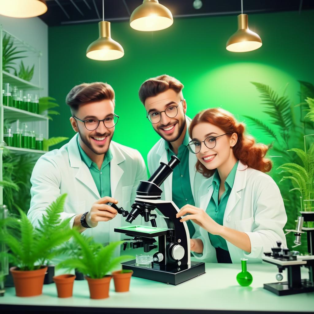 Excited Chemist and Biologist in Lab