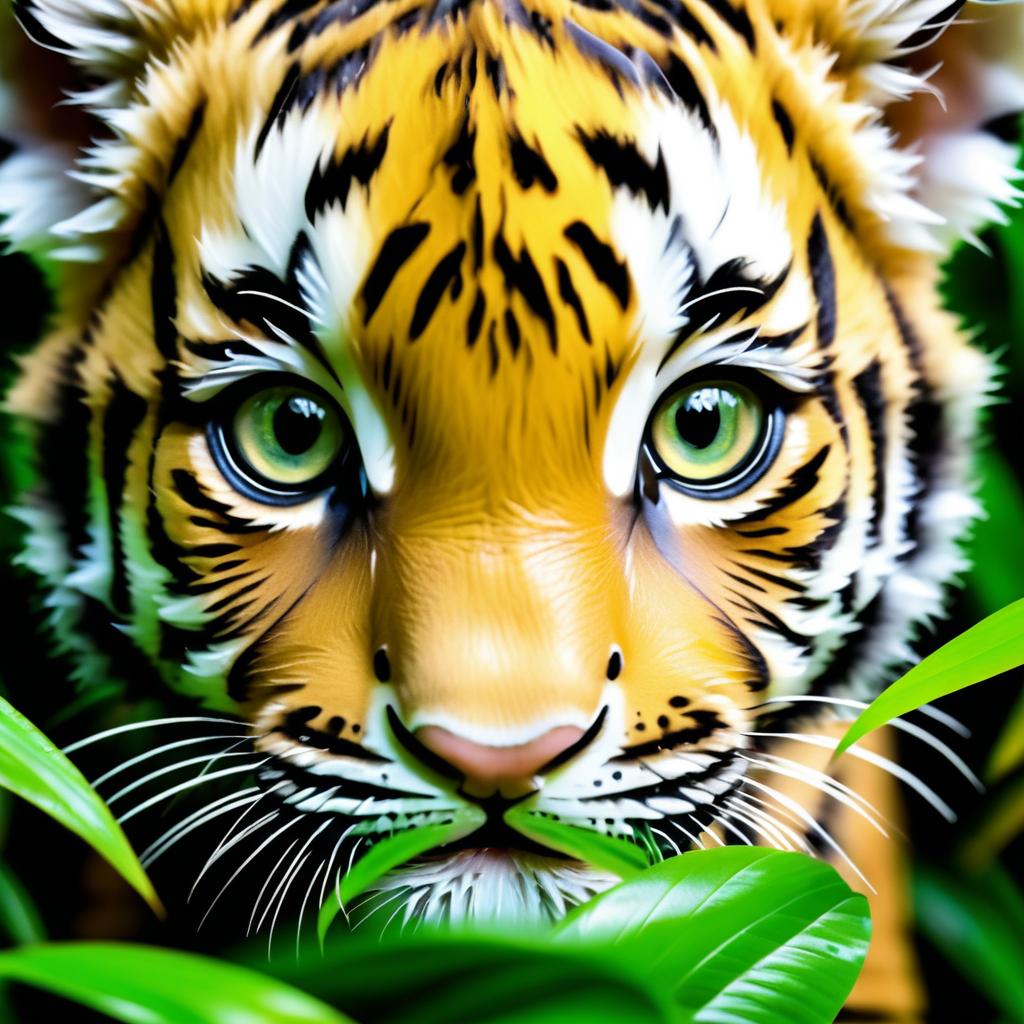 Close-Up of Baby Tiger Cub in Jungle