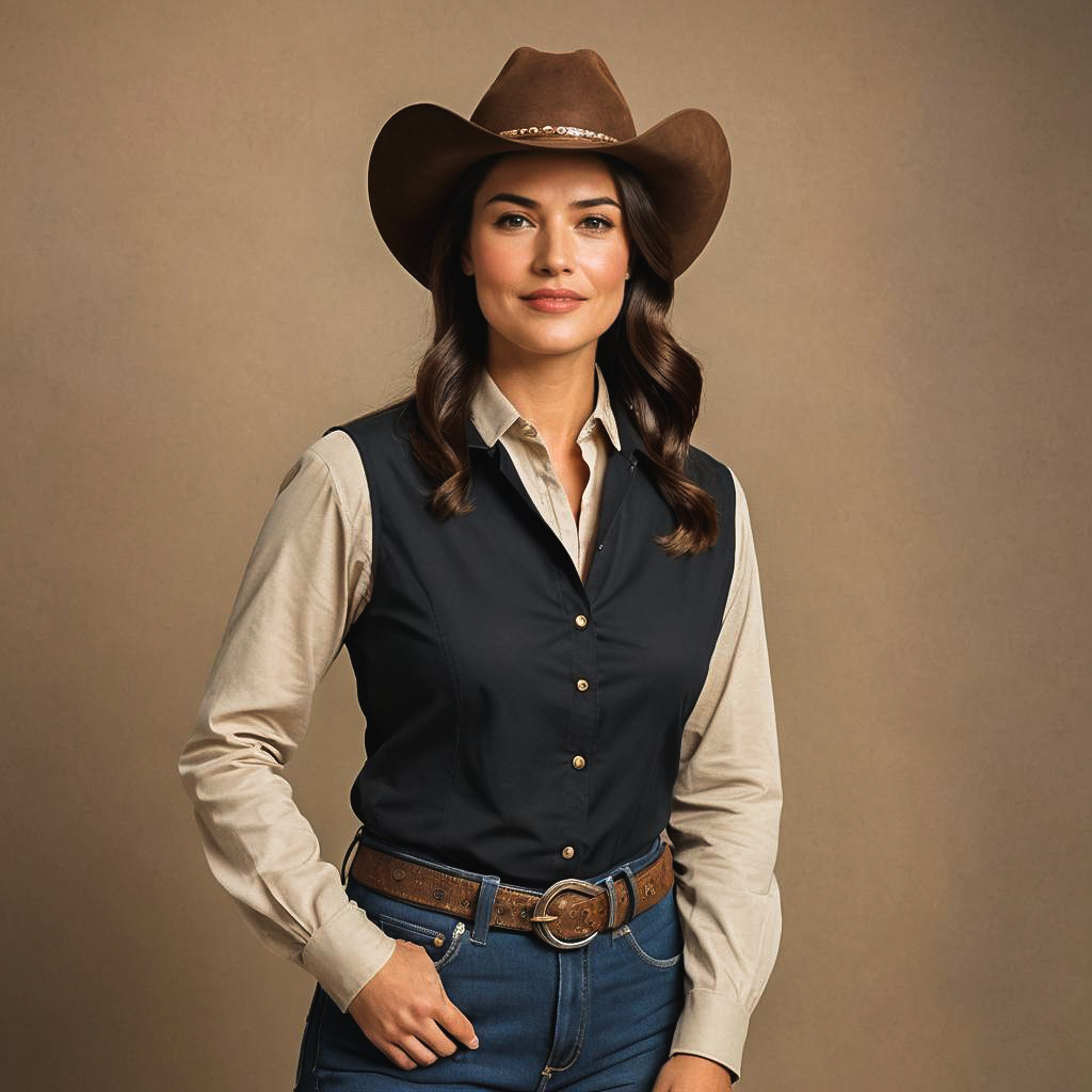 Elegant Cowgirl Portrait in Studio