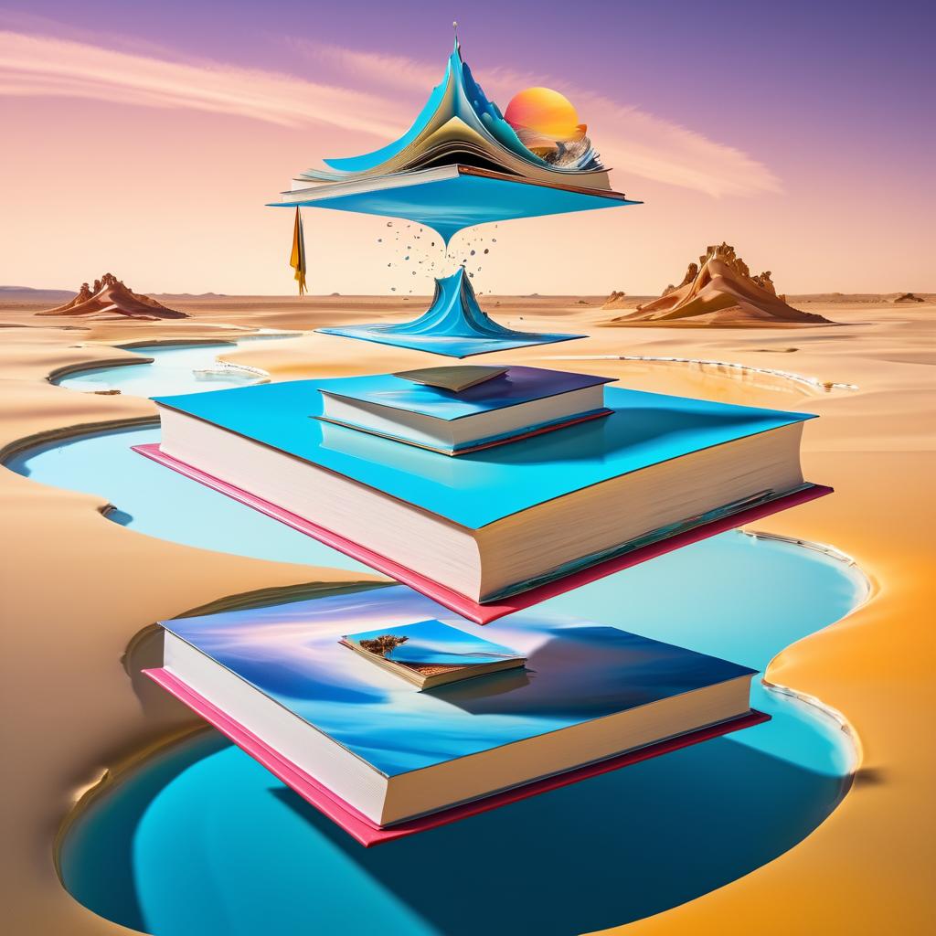 Surreal Levitating Books in Dreamscape