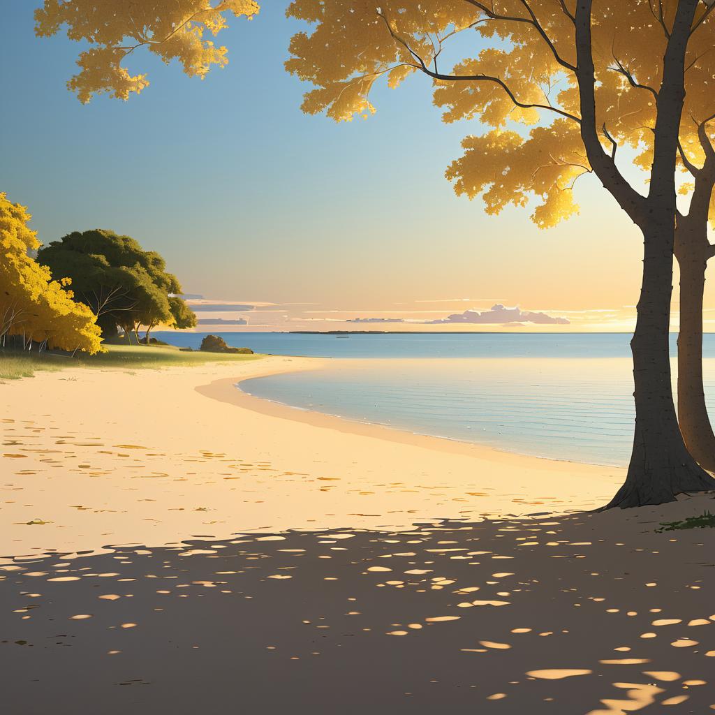 Tranquil Sandy Peninsula in Golden Light