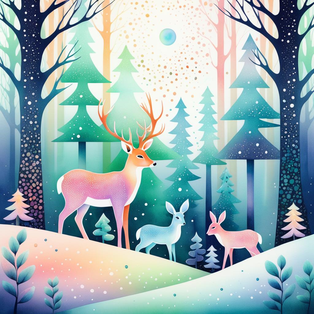 Whimsical Pastel Forest Animals Illustration