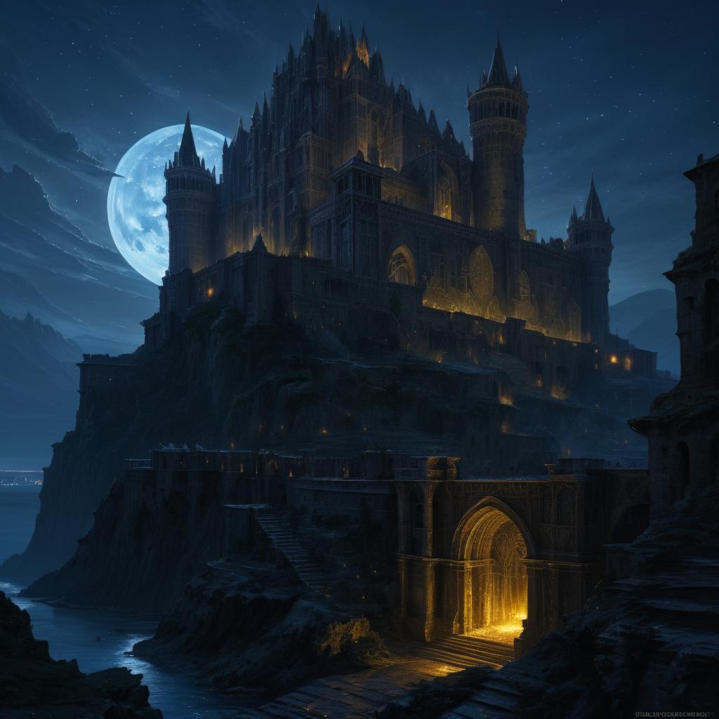 Dark Fantasy: Crumbling Citadel at Night