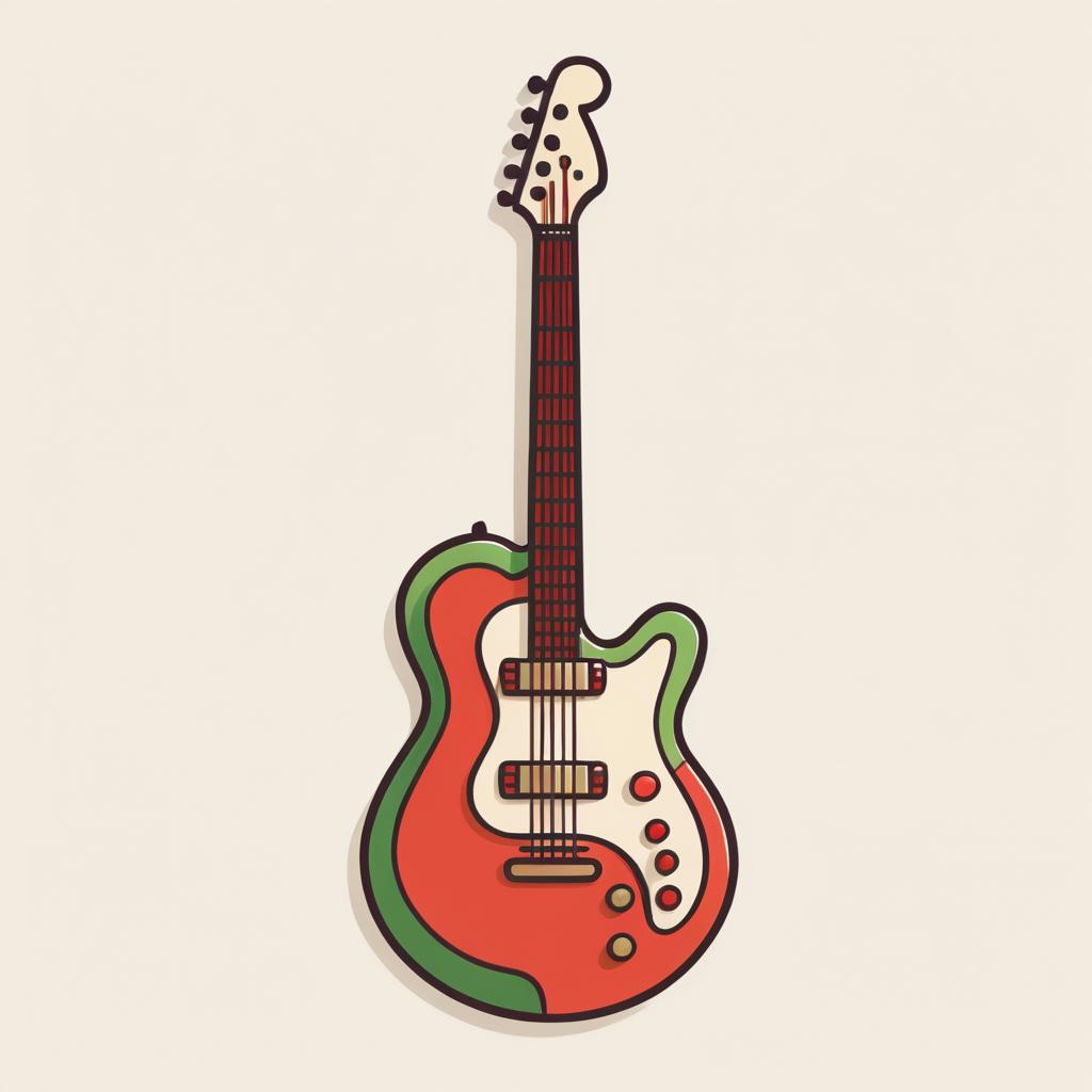 Minimalistic Doodle Icon of Guitar