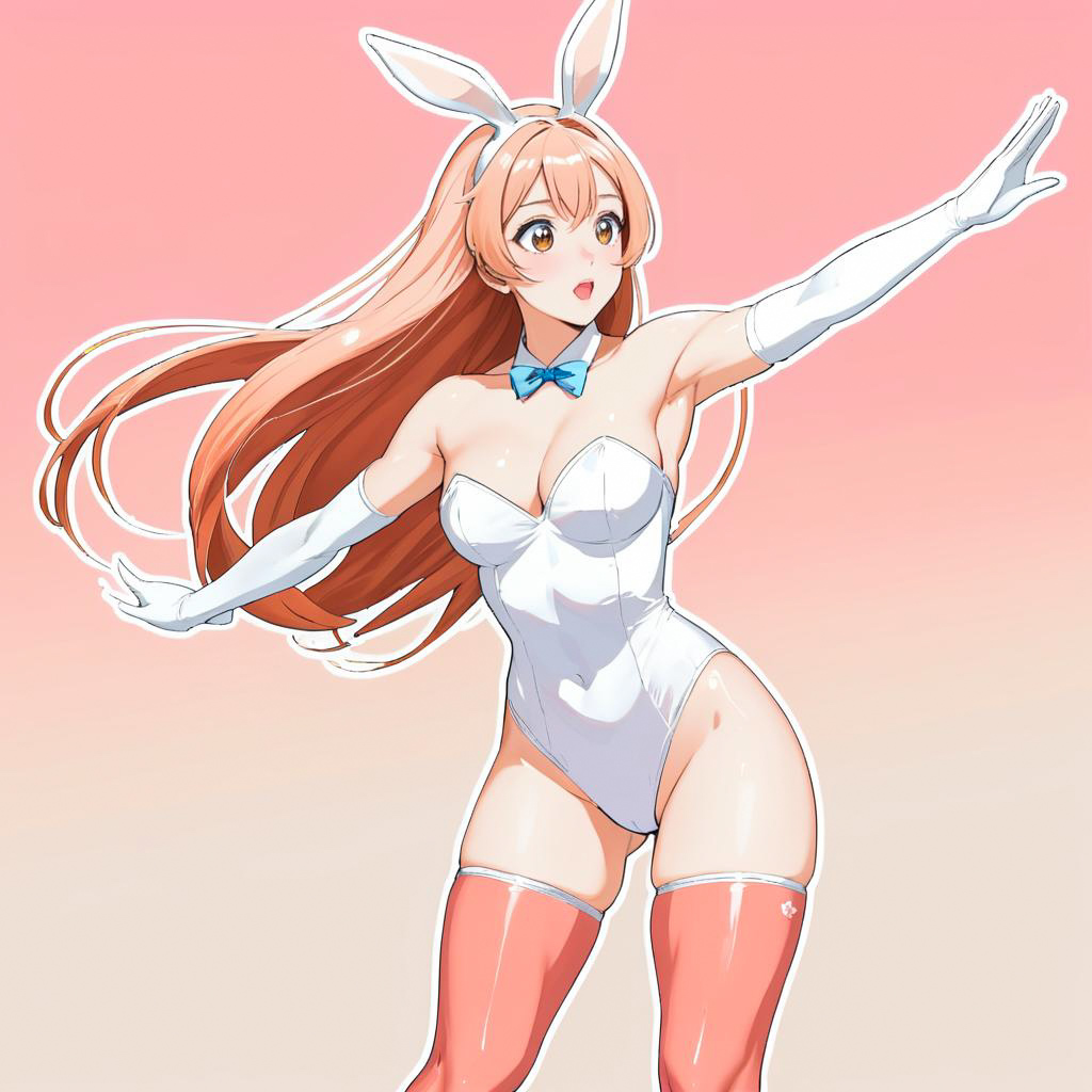 Surprised Bunny Girl in Peachy Coral