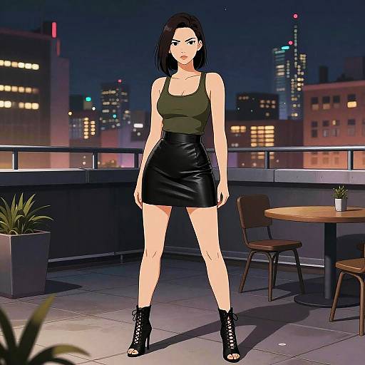 Edgy Urban Woman on Rooftop Disco