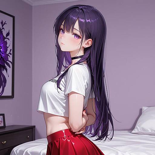 Seductive Girl in Bedroom Scene