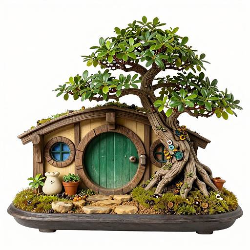Bonsai Hobbit Home Illustration