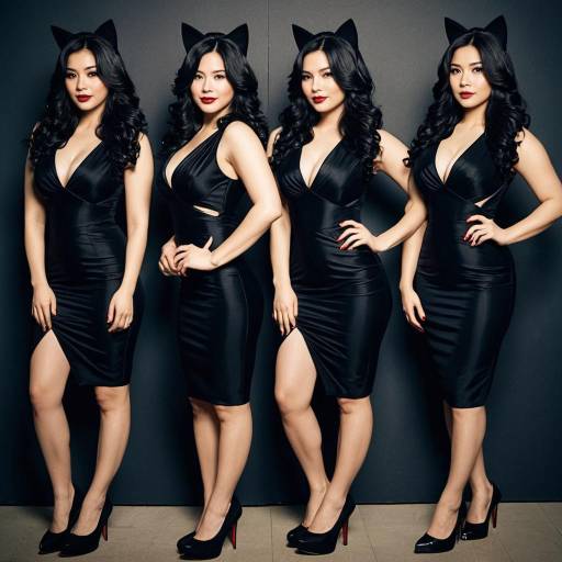 Woman in Black Cat Cosplay Dress