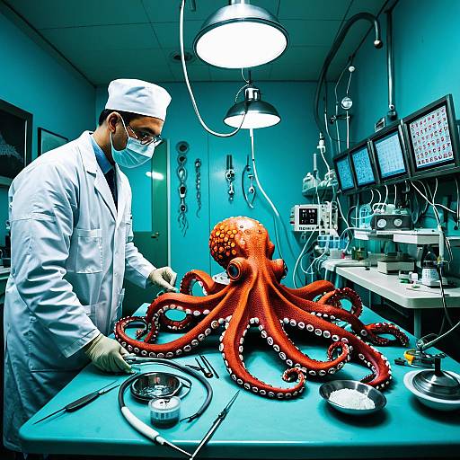 Octopus Surgeon Performing Operation