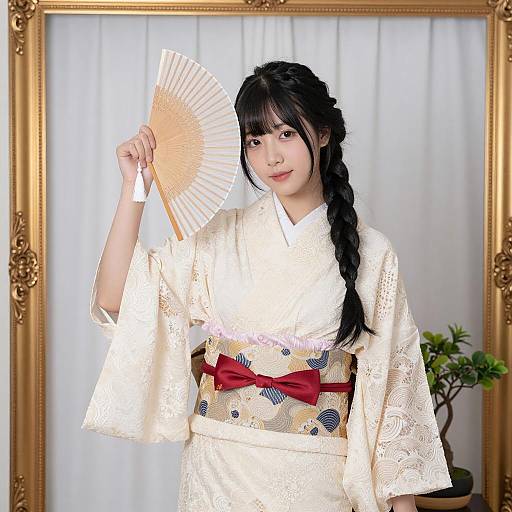 Elegant Asian Woman in Traditional Kimono