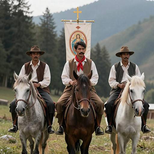 Horsemen in a Mountainous Forest Scene