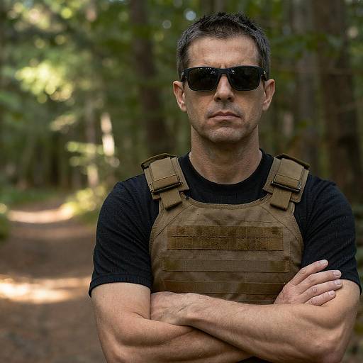 Sunlit Forest Portrait of Tactical Man