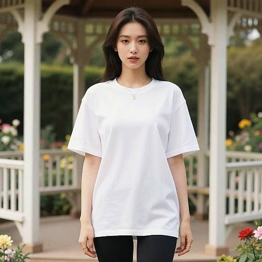 Elegant Woman in Garden Setting