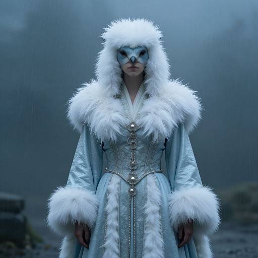 Ornate Bluebird in Stormy Fog