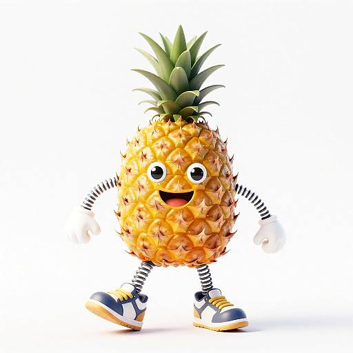 Smiling Pineapple Character Moonwalking