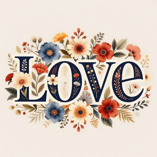 Floral Typography LOVE Artwork