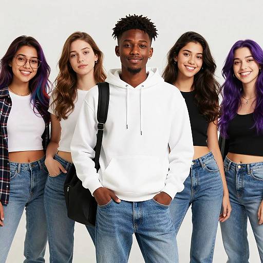 Realistic Diverse Group in Casual Fashion